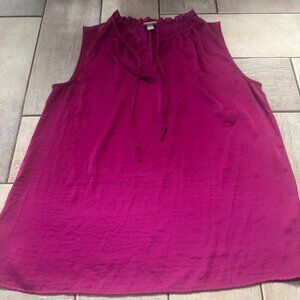 Cheerful Maroon Tank Top with frill neck